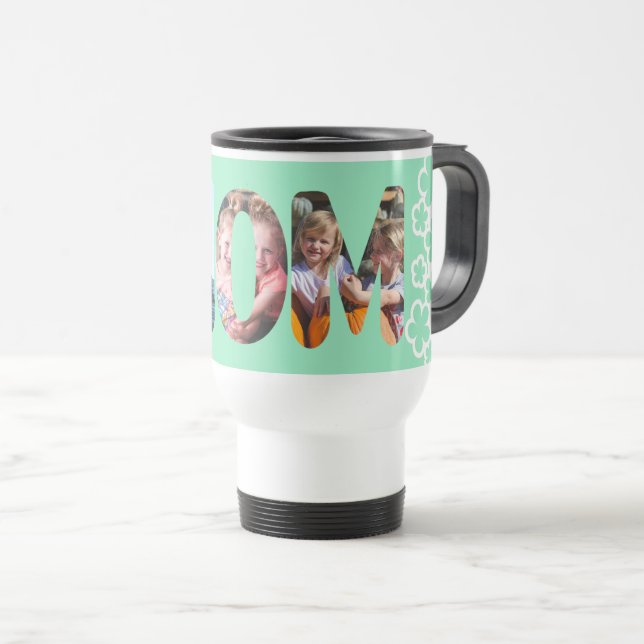 Green Mom Personalized Photo Travel Mug (Front Right)
