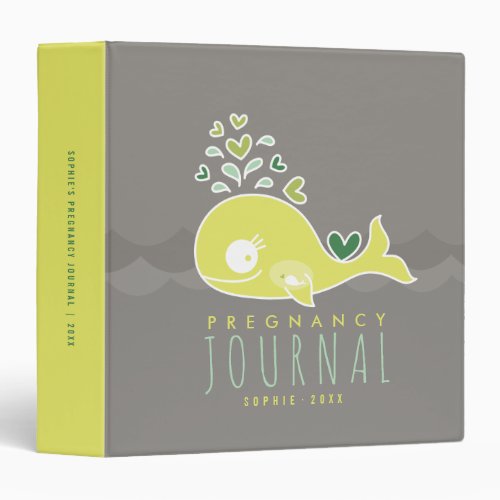 Green Mommy Whale Gender Neutral Pregnancy Journal 3 Ring Binder