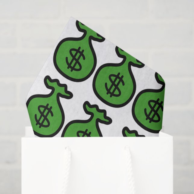 Green money bags pattern tissue paper (Gift Bag)