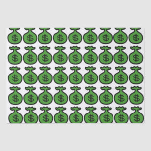 Green money bags pattern tissue paper