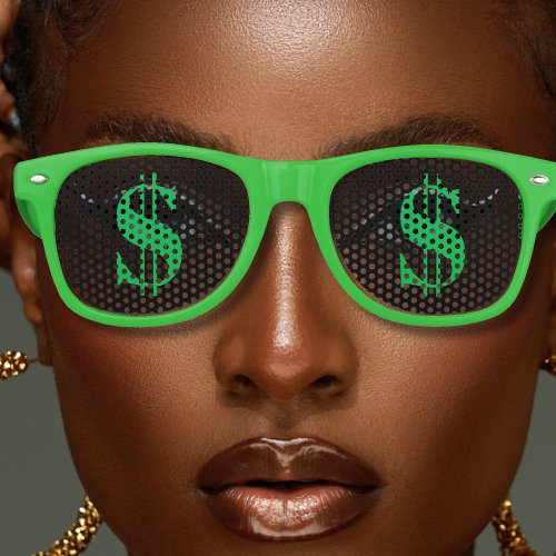 Green Money Dollar Sign Retro Sunglasses