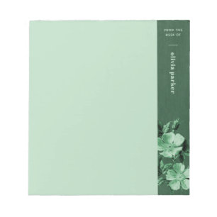 Green Monochromatic Blooms Floral Custom Notepad