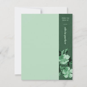 Green Monochromatic Blooms Floral Stationery Card