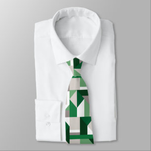 Green Monochromatic geometric collage pattern Neck Tie