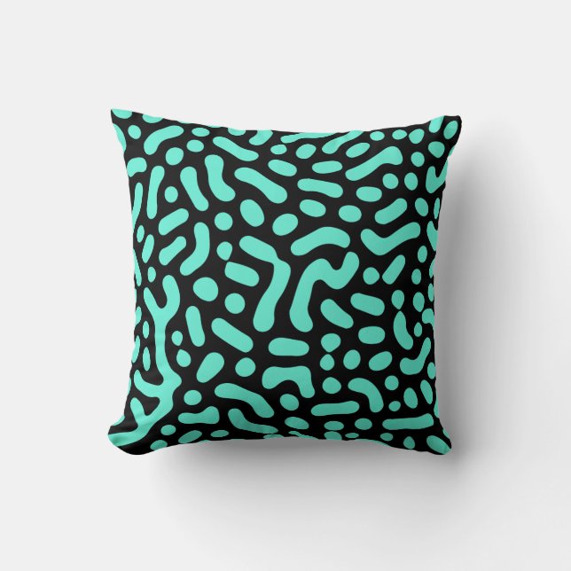 Green Monochromatic Geometric Shapes Throw Pillow (Front)