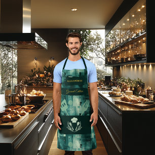 Green Monochrome Abstract - Elegant Kitchen Attire Apron