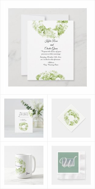 Green Monochrome Floral Wedding Collection