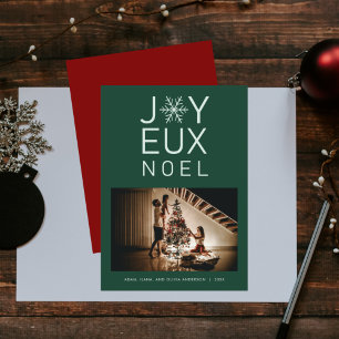 Green Monochrome Joyeux Noel Modern Holiday Card