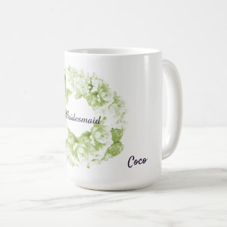 Green Monochrome Wreath Bridesmaid Coffee Mug