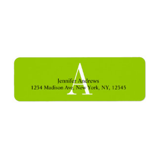 Green Monogram A Return Address Labels