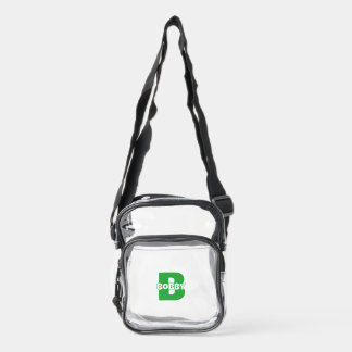 Green Monogram and Name Custom Clear Stadium Bag