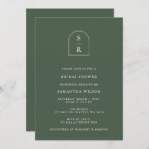 Green Monogram Arch Modern Bridal Shower  Invitation