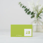 Green Monogram Business Cards (Standing Front)