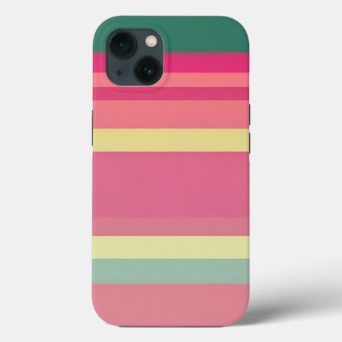 Green Monogram  Colorblock Horizontal Stripe Pink iPhone 13 Case