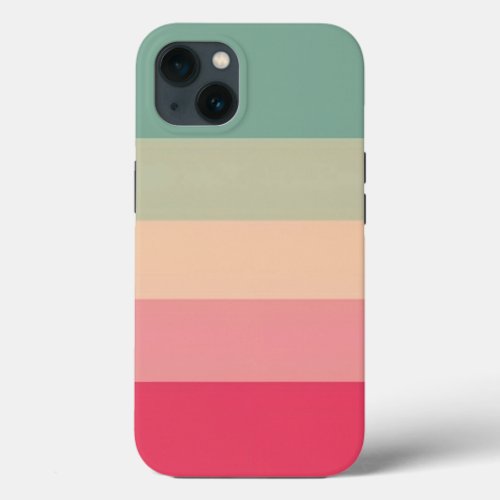 Green Monogram _ Colorblock Horizontal Stripe Pink iPhone 13 Case