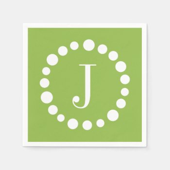 Green Monogram Customize J Initial Paper Napkins by BiskerVille at Zazzle