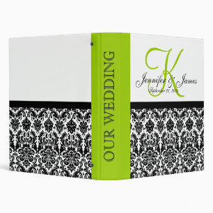 Green Monogram Damask Wedding Planner Binder