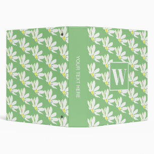 Green Monogram Floral Botanical  3 Ring Binder
