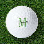 Green Monogram Initial and Name Personalized Golf Balls