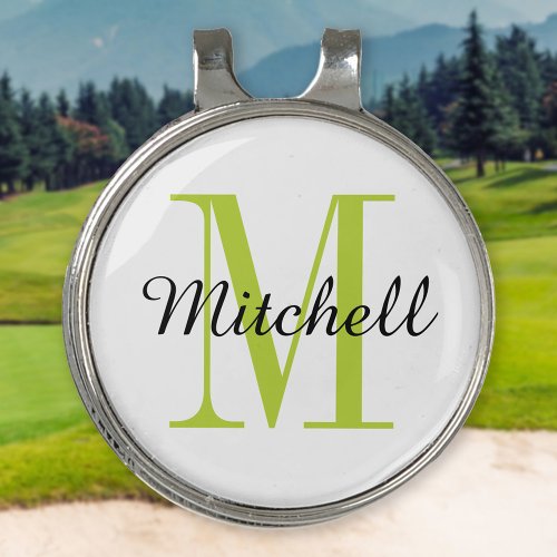 Green Monogram Initial and Name Personalized Golf Hat Clip
