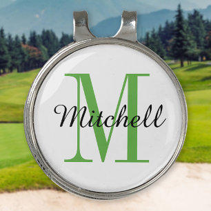 Green Monogram Initial and Name Personalized Golf Hat Clip