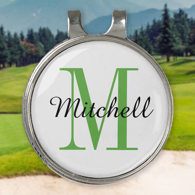Green Monogram Initial and Name Personalized Golf Hat Clip (Creator Uploaded)