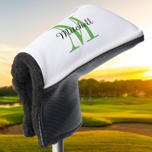 Green Monogram Initial and Name Personalized Golf Head Cover