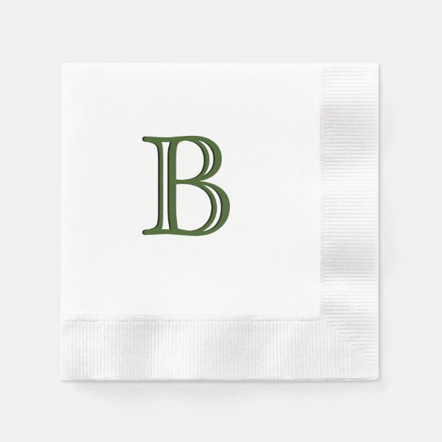 Green Monogram Initial Napkins (Front)