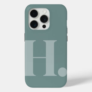 Green Monogram Letter Basic Color Minimalist Style iPhone 15 Pro Case