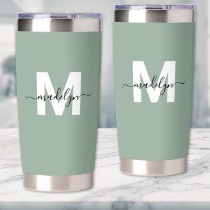 Green Monogram Name Insulated Tumbler