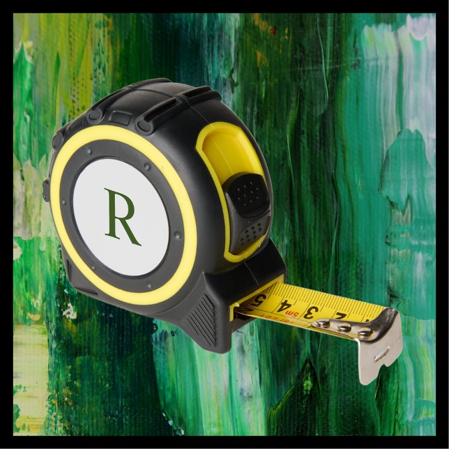 Green Monogram on White Custom Handyman Gift Tool Tape Measure (Creator Uploaded)