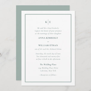 Green Monogram Parents of the Bride Invitation