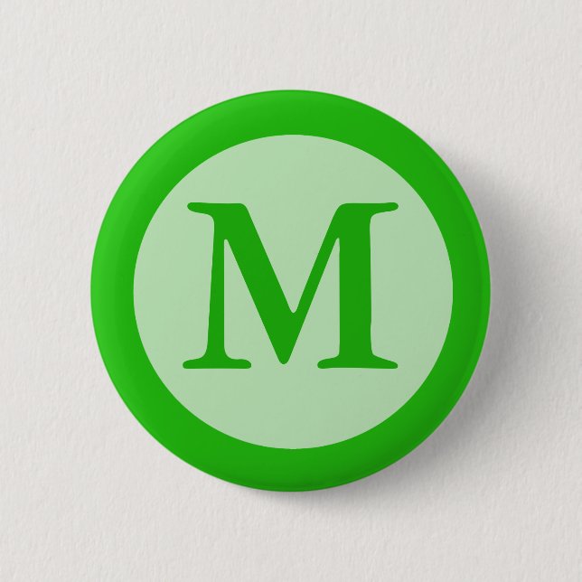 green Monogram Pinback Button (Front)