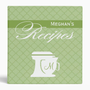 Green Monogram Recipe Book Binder