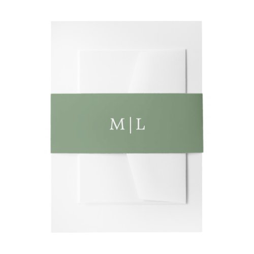 Green Monogram Simple Solid Color Wedding Invitation Belly Band