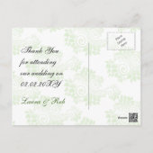 green monogram wedding thank you postcard (Back)