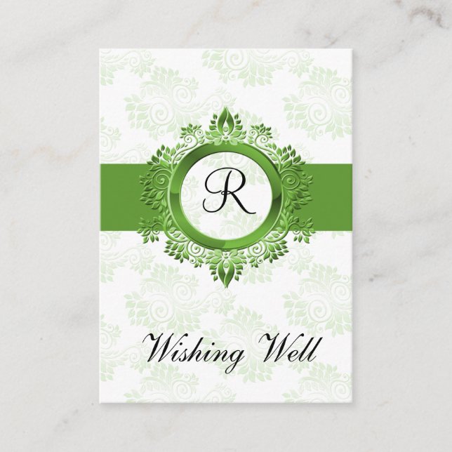 green monogram wishing well cards (Front)