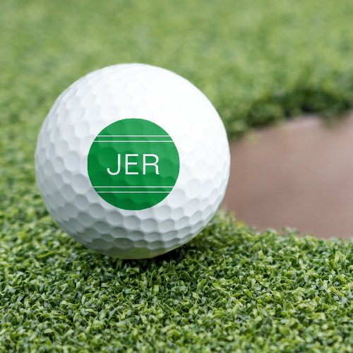 Green Monogrammed Initial Personalized Golfer Golf Balls