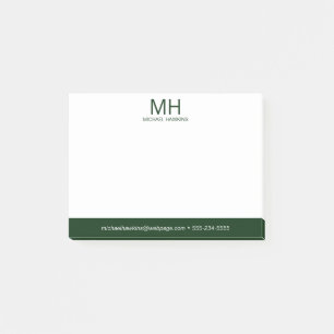 Green Monogrammed Men's Post-it Notes