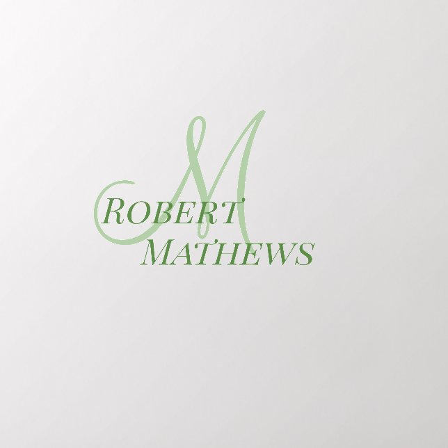 Green Monogrammed Name and Initial Wall Decal (Insitu 2)