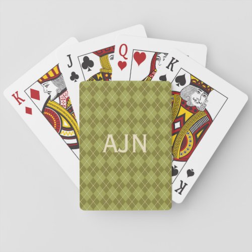 Green Monogrammed Playing Cards