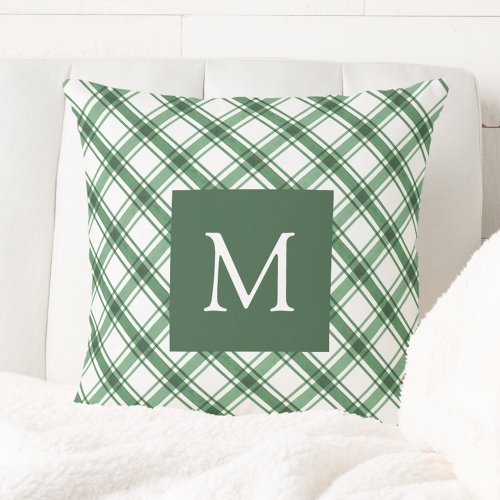 Green Monogrammed Throw Pillow