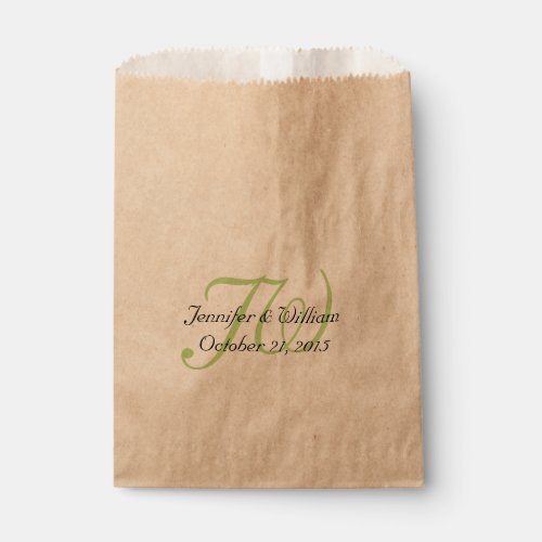 Green Monogrammed Wedding Favor Bag