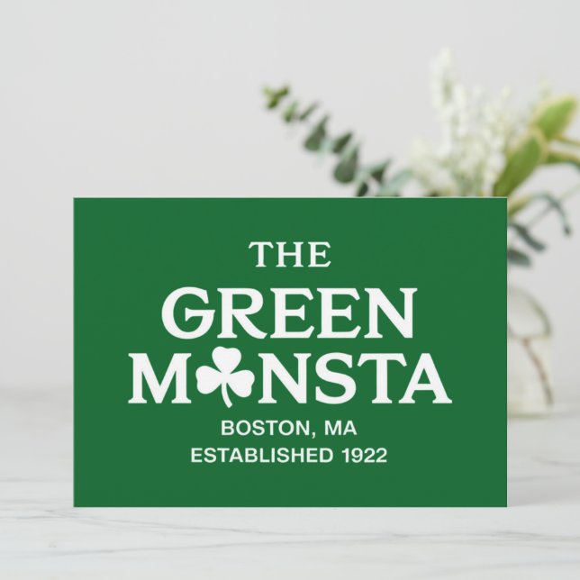 Green Monsta Boston Green Monstah Baseball Gift  Invitation (Standing Front)