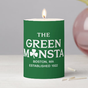 Green Monsta Boston Green Monstah Baseball Gift Pillar Candle