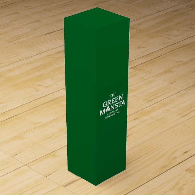 Green Monsta Boston Green Monstah Baseball Gift  Wine Box (Front)