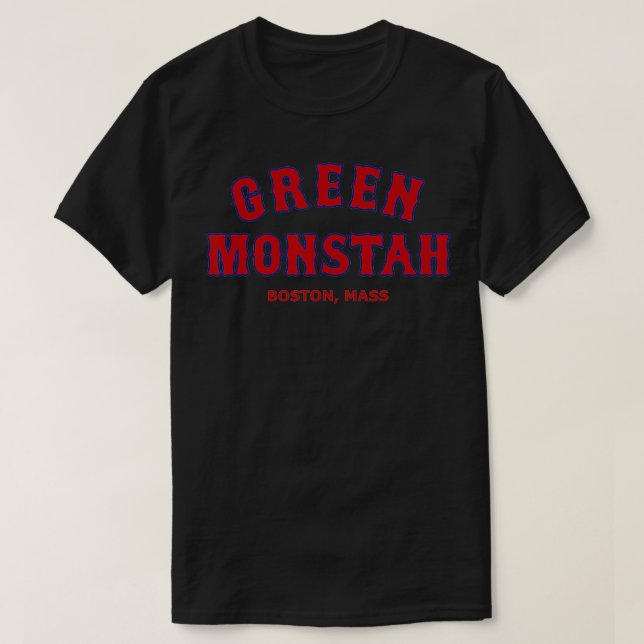 Green Monstah Funny Boston Mass New England Sports T-Shirt (Design Front)