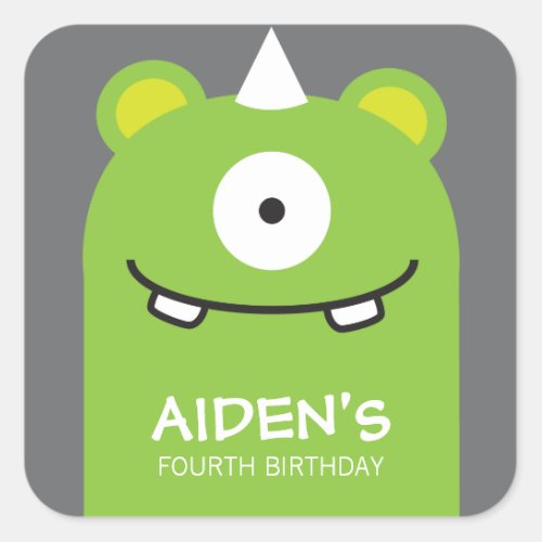 Green Monster Birthday Sticker