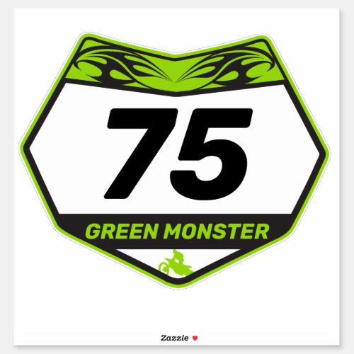GREEN MONSTER dirtbike numberplate Vinyl Sticker