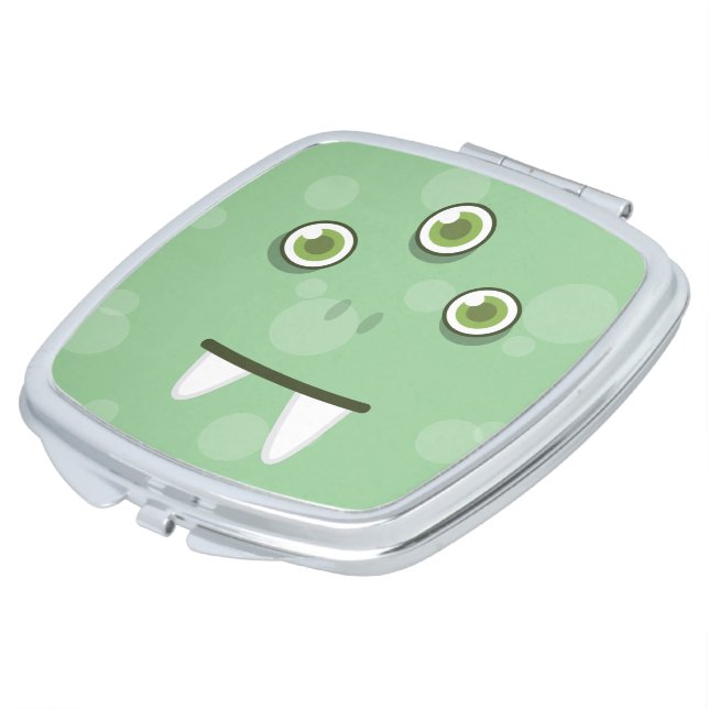 Green Monster Face Compact Mirror (Turned)